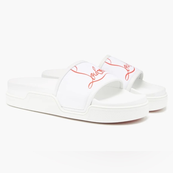 Christian Louboutin Logo-print rubber flatform slides